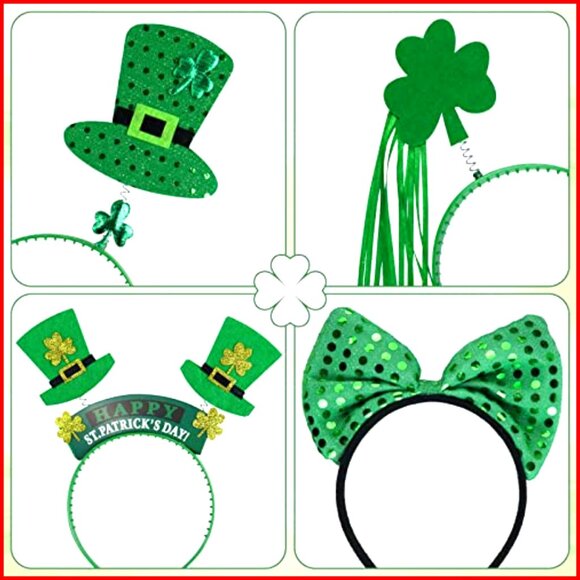 St Patrick\'s Day Headband Set of 9 Shamrock Clover Hair Accessories main image 4